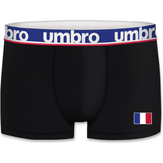 Francia Supporter Boxer Umbro Para Hombre, Negro Cintura En Azul, 100% Algodón