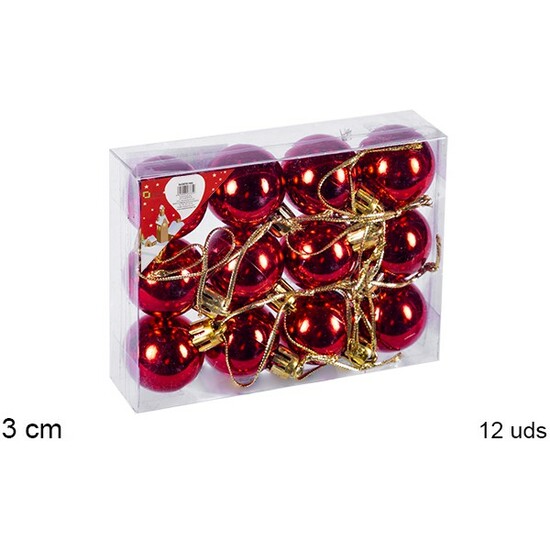 Comprar 12 Bolas Rojo Brillo 3cm