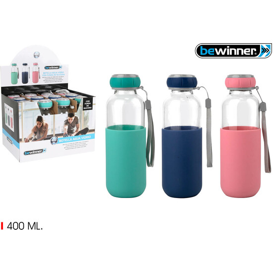 Comprar Botella Agua Vidrio Silicona 400 Bewin