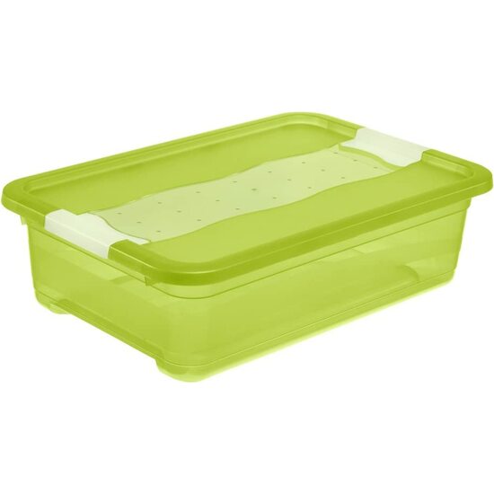 Cubo De Almacenaje Con Tapa, Plástico, Verde Transparente, 28 L