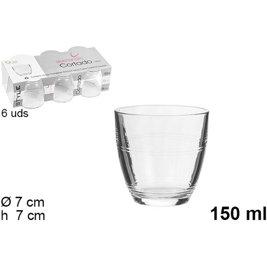 Vaso Cristal Pack 6 Cortado 150ml