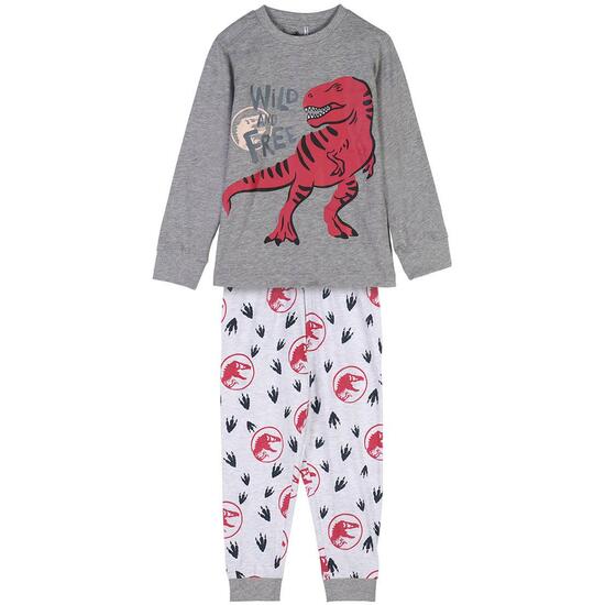 Pijama Largo Single Jersey Jurassic Park Gray