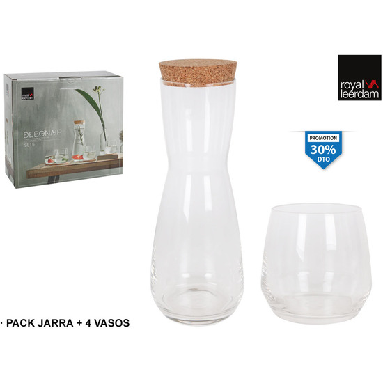 Set 4 Vasos + Jarra Con Corcho Debonair