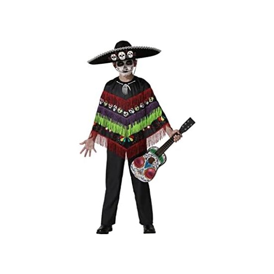 Comprar Disfraz Esqueleto Poncho Musical Divertido Negro Niño Talla - 10/12 Años