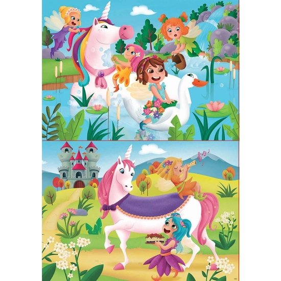 PUZZLE DOBLE 2X20 UNICORNIOS-HADAS