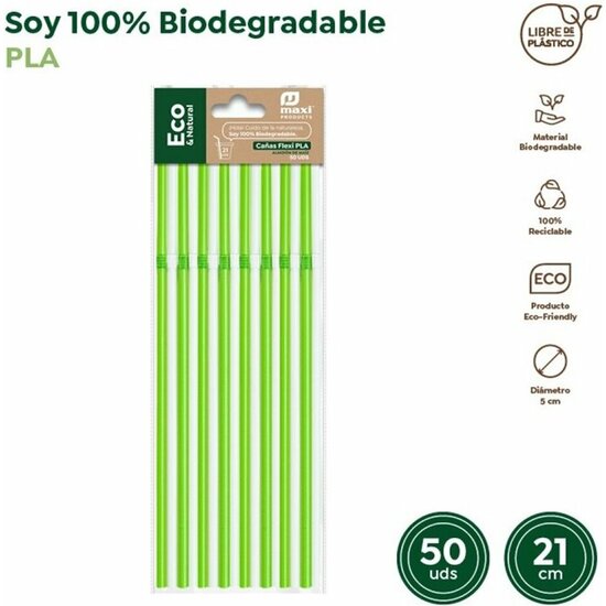 Pajitas Flexibles Biodegrables Verdeblanco