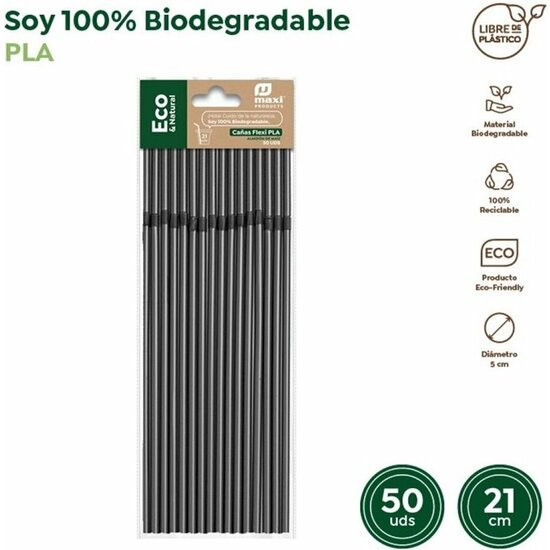 Comprar Pajitas Flexibles Biodegrafables Negras
