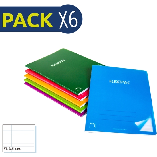 Comprar Pack 6 Cuaderno Flexipac A5 90 Gr 48 Hojas Pauta 3,5