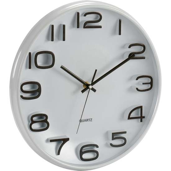 Reloj Pared Relieve Blanco-negro 33 Cm