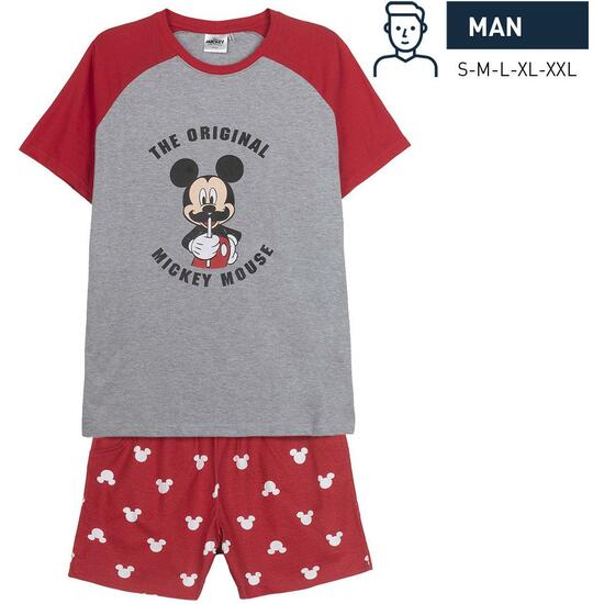 Pijama Corto Single Jersey Punto Mickey Red