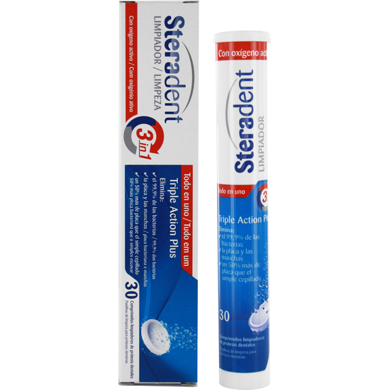 Comprar Steradent Triple Accion Plus Limpieza Protesis Dental 30 Comprimidos