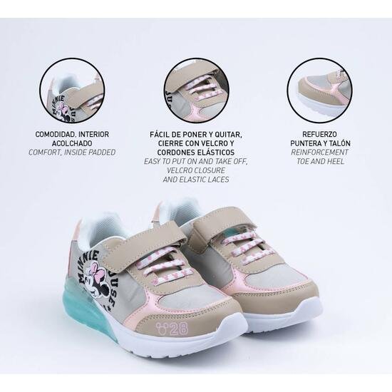 DEPORTIVA SUELA TPR CON LUCES MINNIE BEIGE