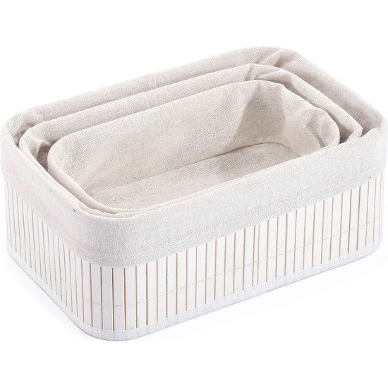 SET 3 CESTAS ORDENACION BAMBU WHITE CONFORTIME