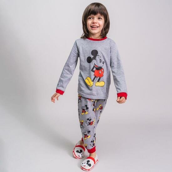 PIJAMA LARGO SINGLE JERSEY MICKEY GRAY