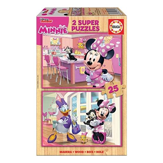 Comprar 2 Puzzles De Madera De 25 Piezas Minnie Mouse Me Time