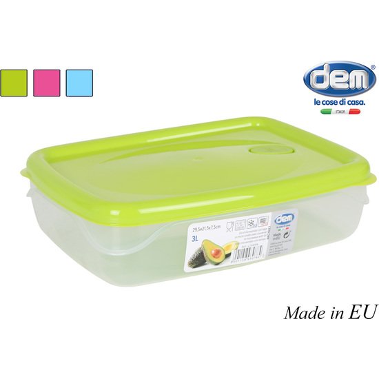 FIAMBRERA 3L HERMÉTICA MICROONDAS RECTANGULAR - COLORES SURTIDOS DEM