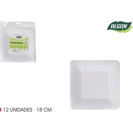 Comprar Set-12 Plato Cuad.cart Natural 18cm Algon