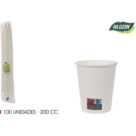 Comprar Set-100 Vaso Blanco Carton 200cc Algon