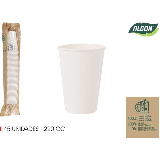Comprar Set-45 Vaso Blanco Carton 220cc Algon