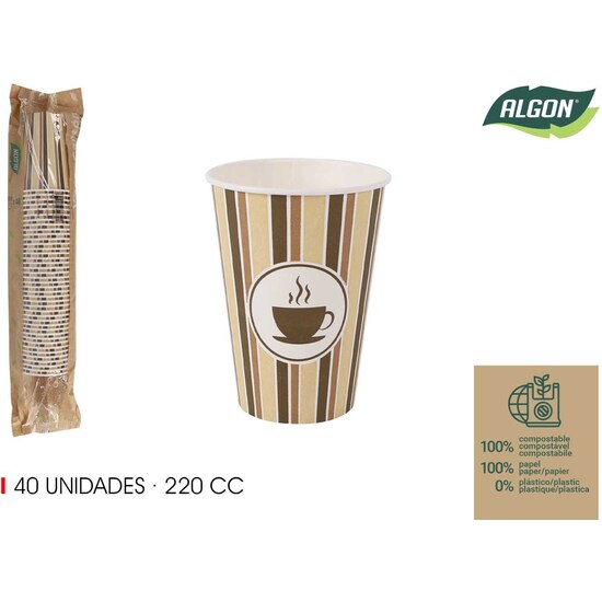 Comprar Set-40 Vaso Carton Cafe 220cc Algon
