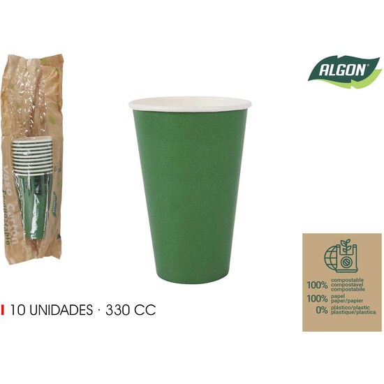 Comprar Set-10 Vaso Carton Verde Pino 330cc Algon