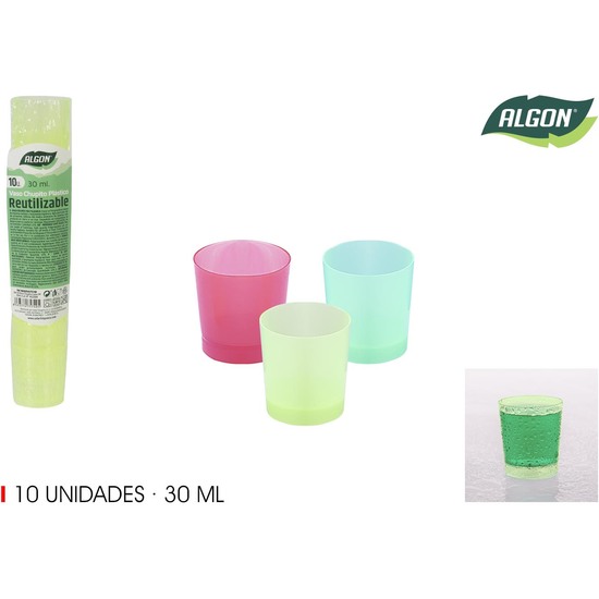 Set-10 Vaso Chupito Color Pp 30ml Algon