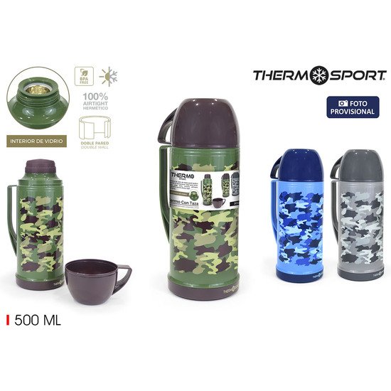 TERMO PLAST. C/TAZA 0.50L CAMUFLAJE THERMOSPORT THERMOSPORT