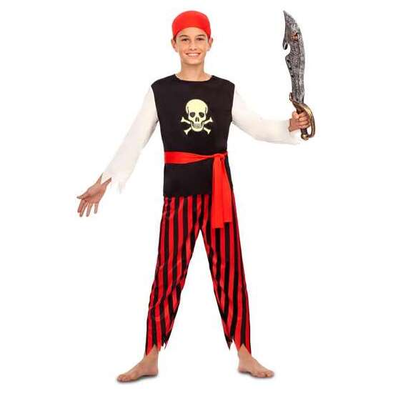 Disfraz Pirata Pañuelo De Cabeza, Camisa, Fajín Y Pantalones Talla 10-12 Y