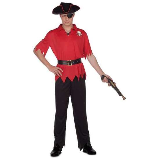 Disfraz Pirata Rojo Ml (sombrero, Camisa, Cinturón Y Pantalones)