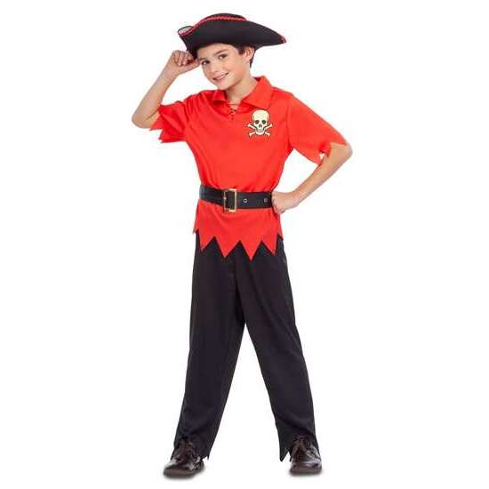 Disfraz Pirata Rojo 10-12 Años (sombrero, Camisa, Cinturón Y Pantalones)