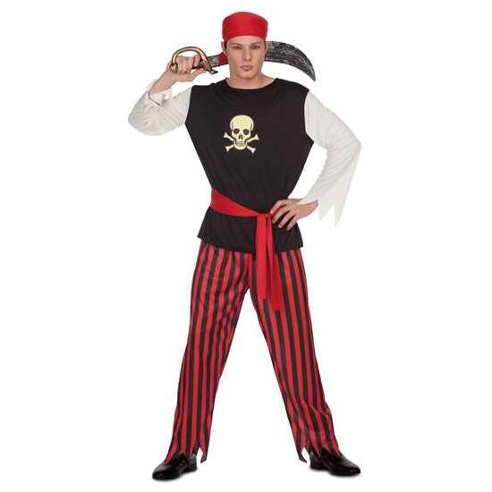 Disfraz Pirata Pañuelo De Cabeza, Camisa, Fajín Y Pantalones Talla M/l