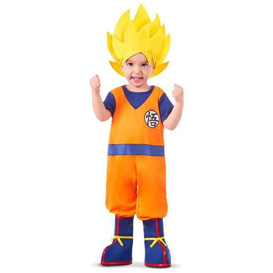 Disfraz Goku Baby Con Body, Peluca Textil Y Cubre Botas Talla 12-24 M