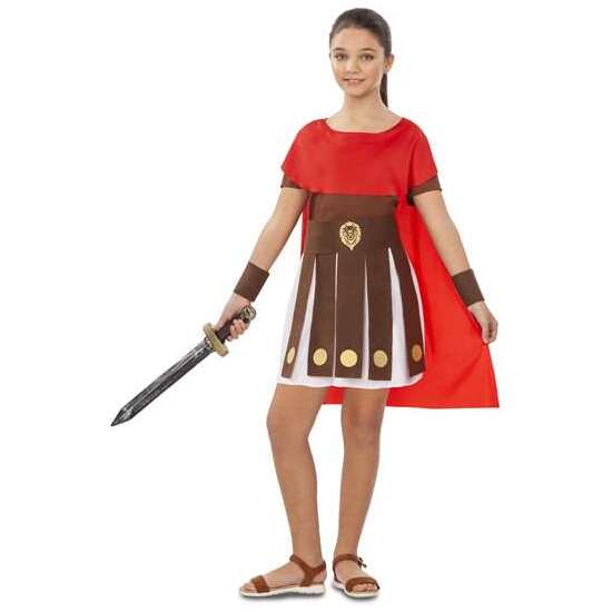 Disfraz Guerrera Romana 10-12 Años (capa, Vestido, Cinturón Y Muñequeras)
