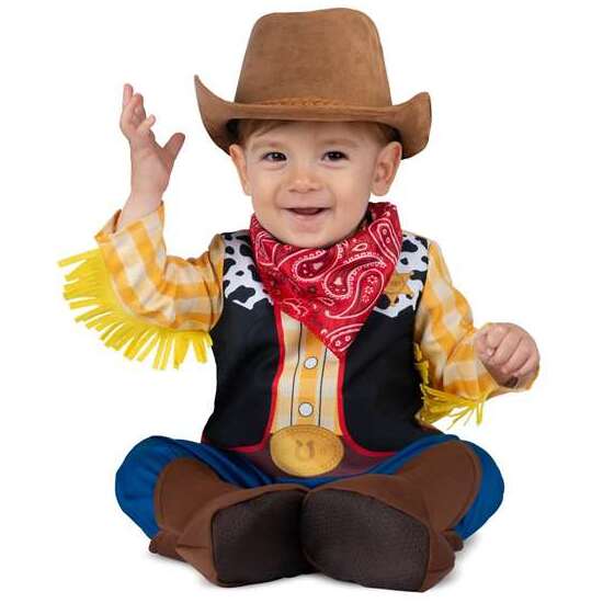 Disfraz Cowboy Adorable (sombrero, Pañuelo, Mono Y Patucos) Talla 7-12 Meses