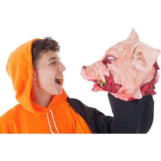 DISFRAZ ADULTO SUDADERA HALLOWEEN CABEZA CERDO TALLA L