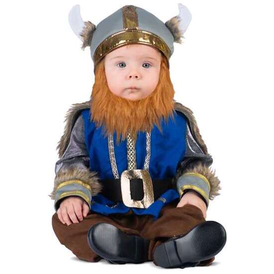 Disfraz Vikingo Adorable 7-12 M (mono Con Cinturón Integrado, Sombrero Y Barba)