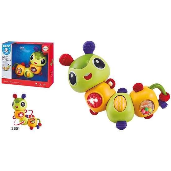 ORUGA ACTIVIDADES INFANTILES, CON LUCES Y SONIDOS, PUEDE GIRAR 360º, 14X16CM JUGATOYS
