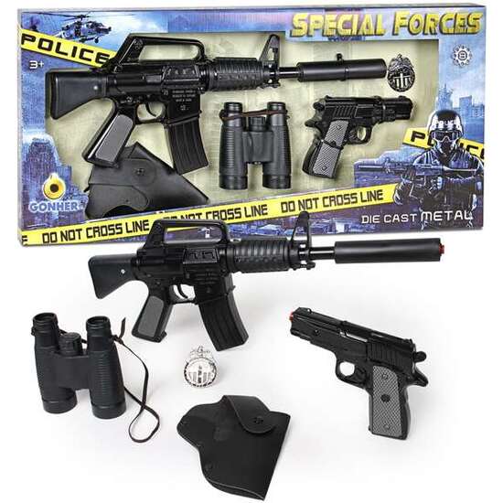 Rifle Asalto Policia Con 8 Tiros Y Pistola Con Complementos