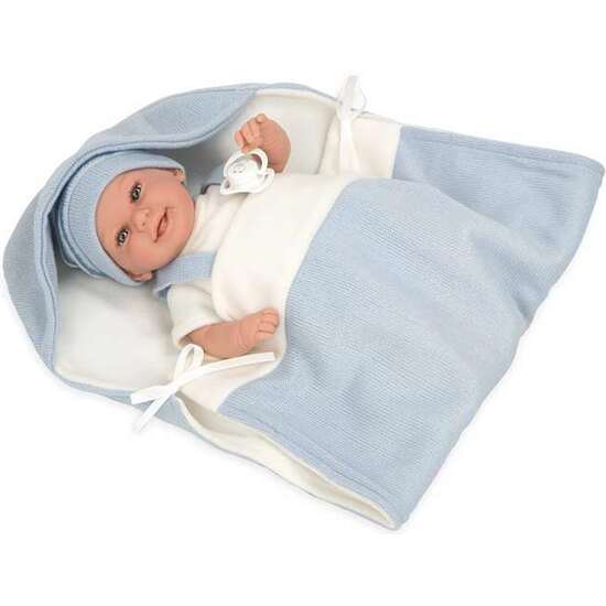Muñeca Elegance Babyto Azul Con Manta Incluye Chupete (muñeco De Peso)35 Cm