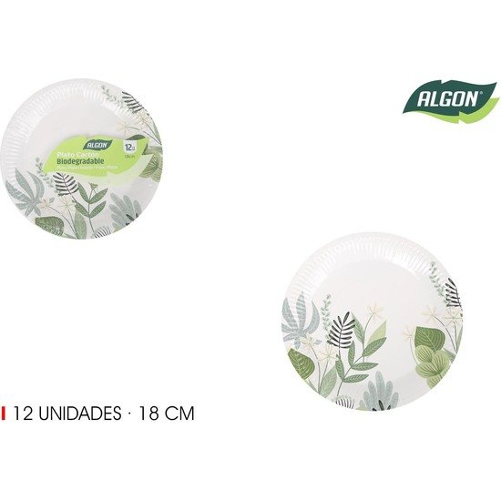 SET-12 PLATO CARTON RED.FLORA 18CM ALGON ALGON
