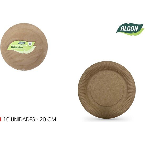 SET-10 PLATO CARTON KRAFT 20CM ALGON ALGON