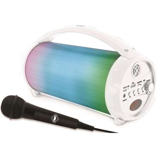Comprar Altavoz Inalámbrico Con Efectos Luminosos Y Doble Disco. Microfono Con Cable Extraíble. 30x16x17cm