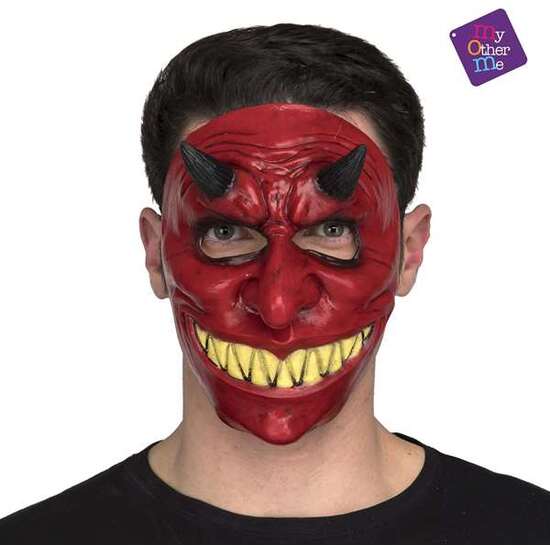 1/2 Devil Latex Mask One Size