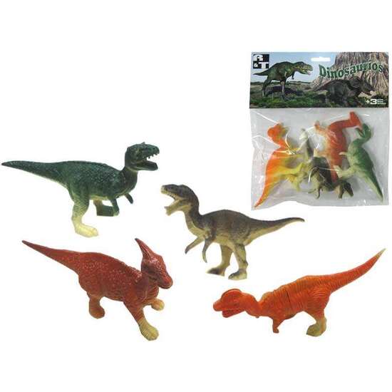 Figuras Dinosaurios En Bolsa 4 Unidades 20x26x3 Cm