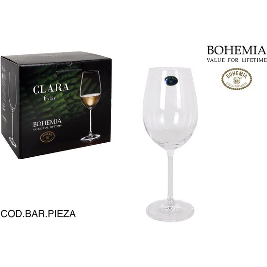 & SET 6 COPAS VINO BLANCO BOHEMIA 350CC CLARA