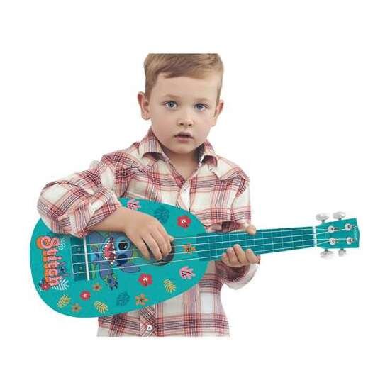 UKULELE DE MADERA STITCH CON 4 CUERDAS DE NYLON, 53 CM, GUÍA INCLUIDA.