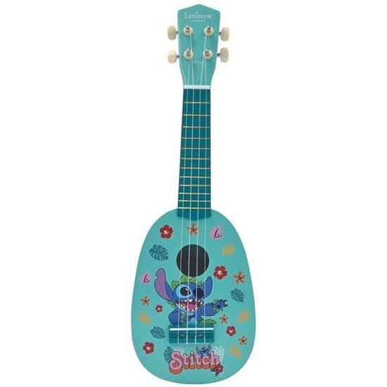 UKULELE DE MADERA STITCH CON 4 CUERDAS DE NYLON, 53 CM, GUÍA INCLUIDA.