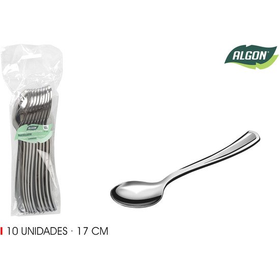 SET-10 CUCHARA GRANDE PLATA 17CM ALGON ALGON