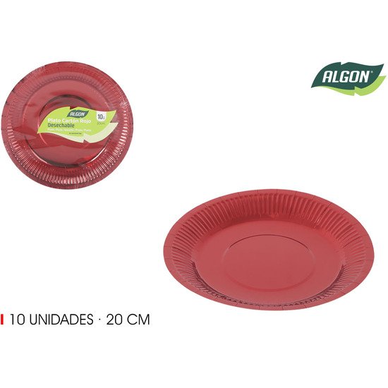 SET-10 PLATO CARTON ROJO  RED. 20CM ALGON ALGON