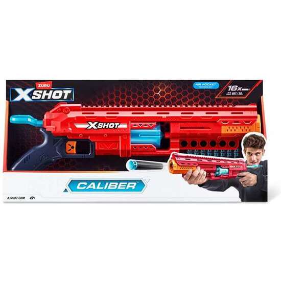 PISTOLA X-SHOT CALIBER, INCLUYE 16 DARDOS 23X50X7CM ZURU